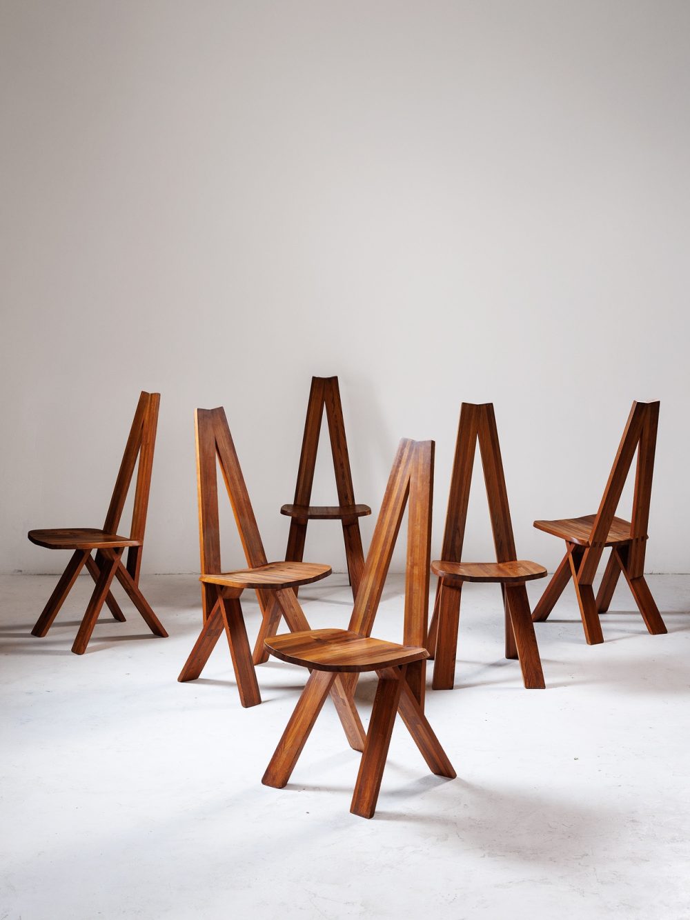 Suite de 6 chaises S45 par Pierre Chapo – Orme massif, France 1970