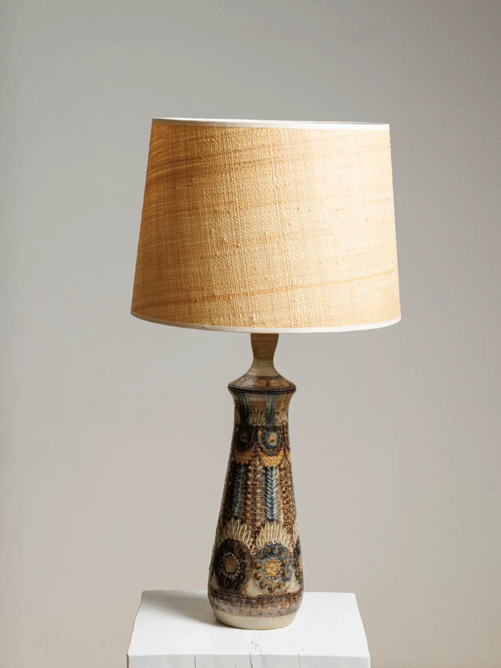 Lampe en céramique émaillée par jean claude courjault – poterie de keraluc à quimper – édition h46 à la douille, circa 1960-1970.