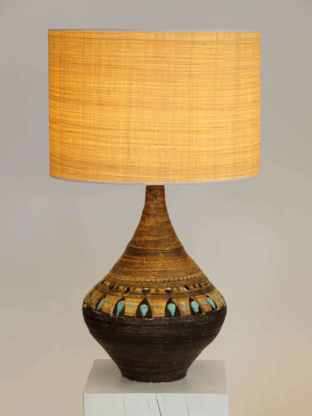 Lampe céramique émaillée par georges pelletier – édition h53 à la douille, circa 1960.